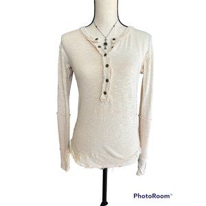 We the Free Womens  Long Sleeve  Beige Shirt  Size XS